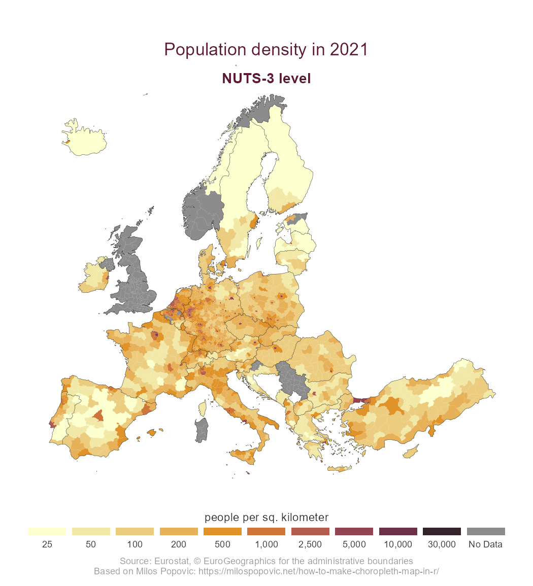 Population density in 2021